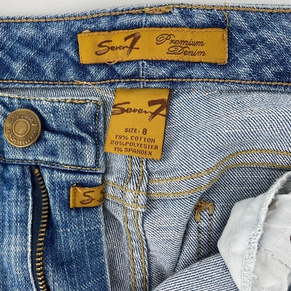 Seven 7 Flare Jeans Distressed Stretch Denim Cotton Blend Women's Size 8 - Picture 3 of 14
